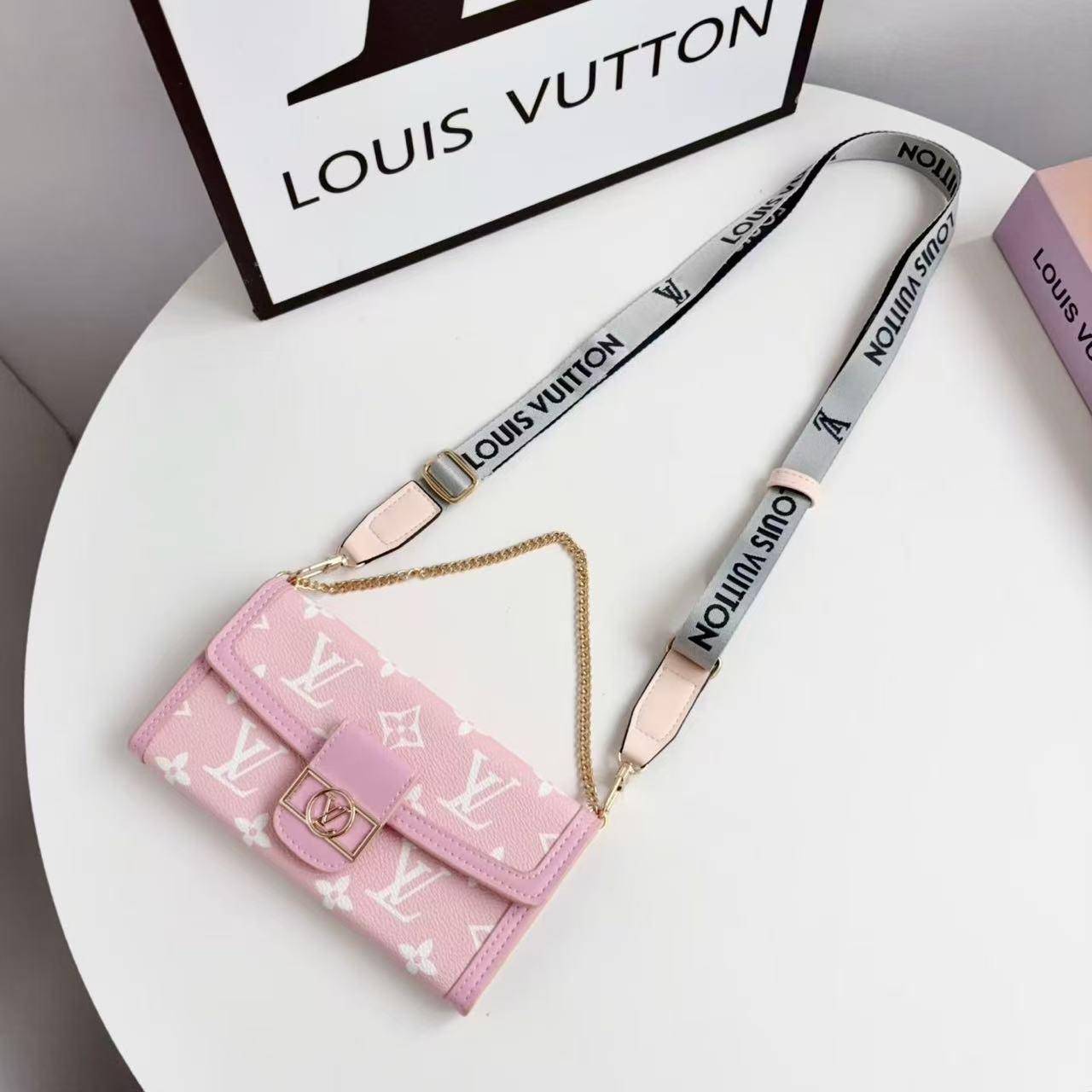 Letter Holster Scarf Chain Wallet Case For iPhone