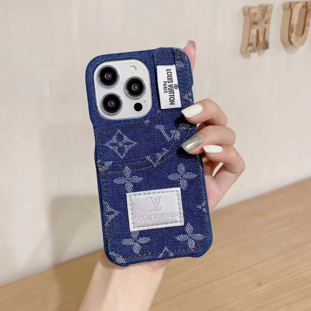 Blue Denim Card Design Phone Case For iPhone
