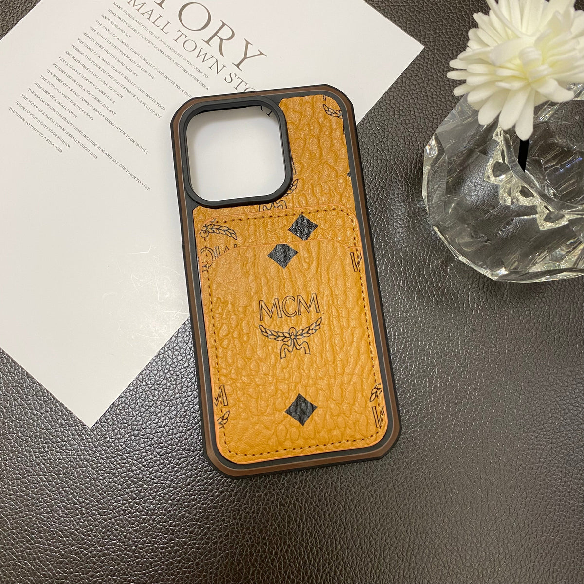MCM iPhone Case With Card Holder Yellow-MCK240603