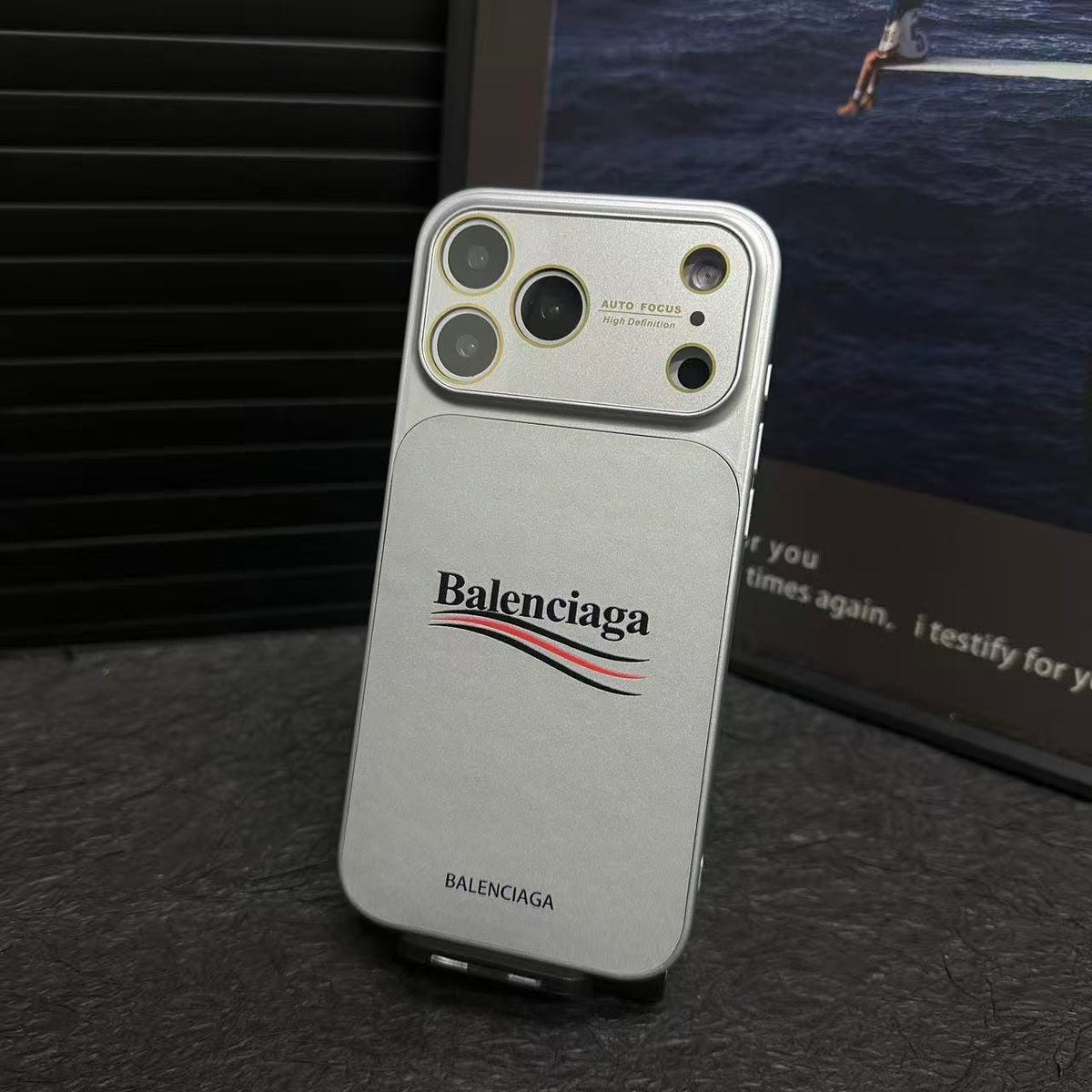 Balenciaga-Inspired Matte Protective iPhone Case with Full-Lens Protection