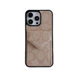 Classic iPhone Case With Card Holder And Strap Light Brown -SJ240513