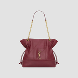 Quilted Drawstring Shoulder Bag | Gold Chain Detail