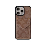 Classic iPhone Case With Card Holder And Strap Light Brown -SJ240513