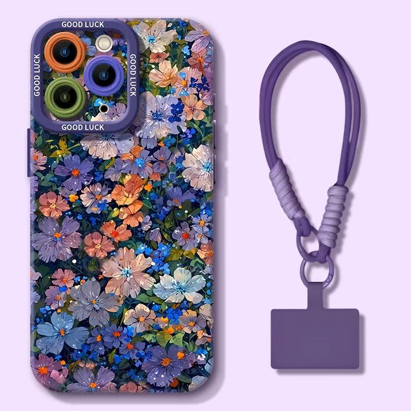 Flower Phone Case with Detachable Strap