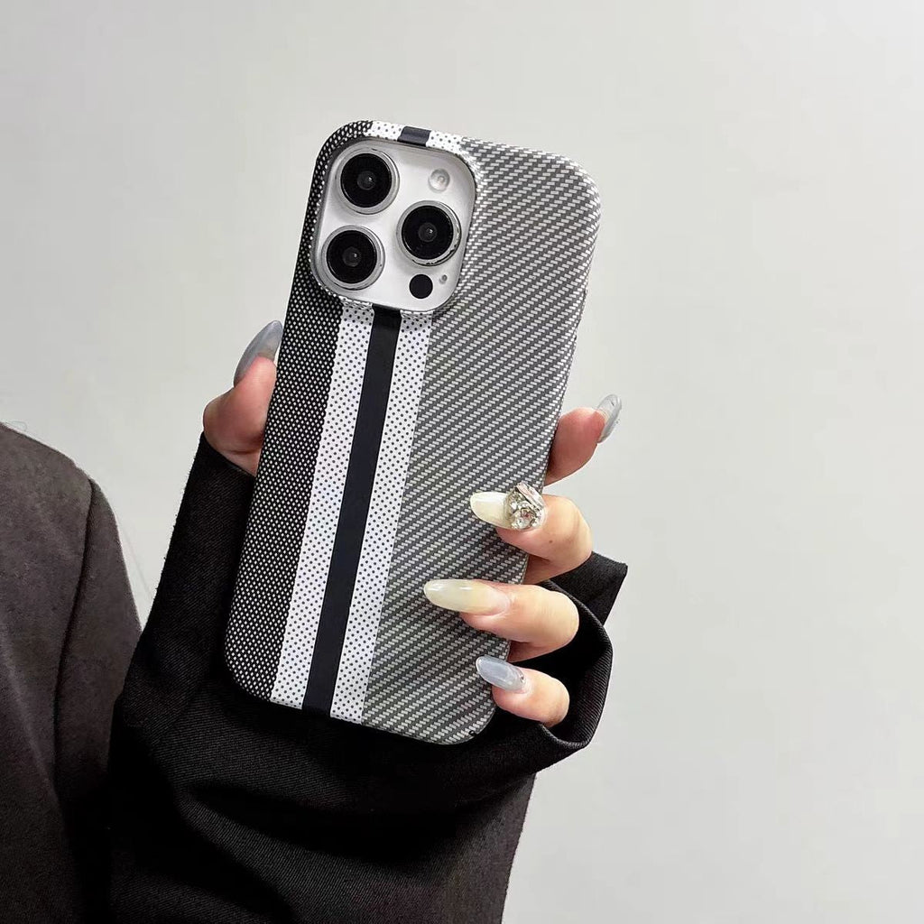 Minimalist Color-Block Carbon Fiber Pattern Phone Case
