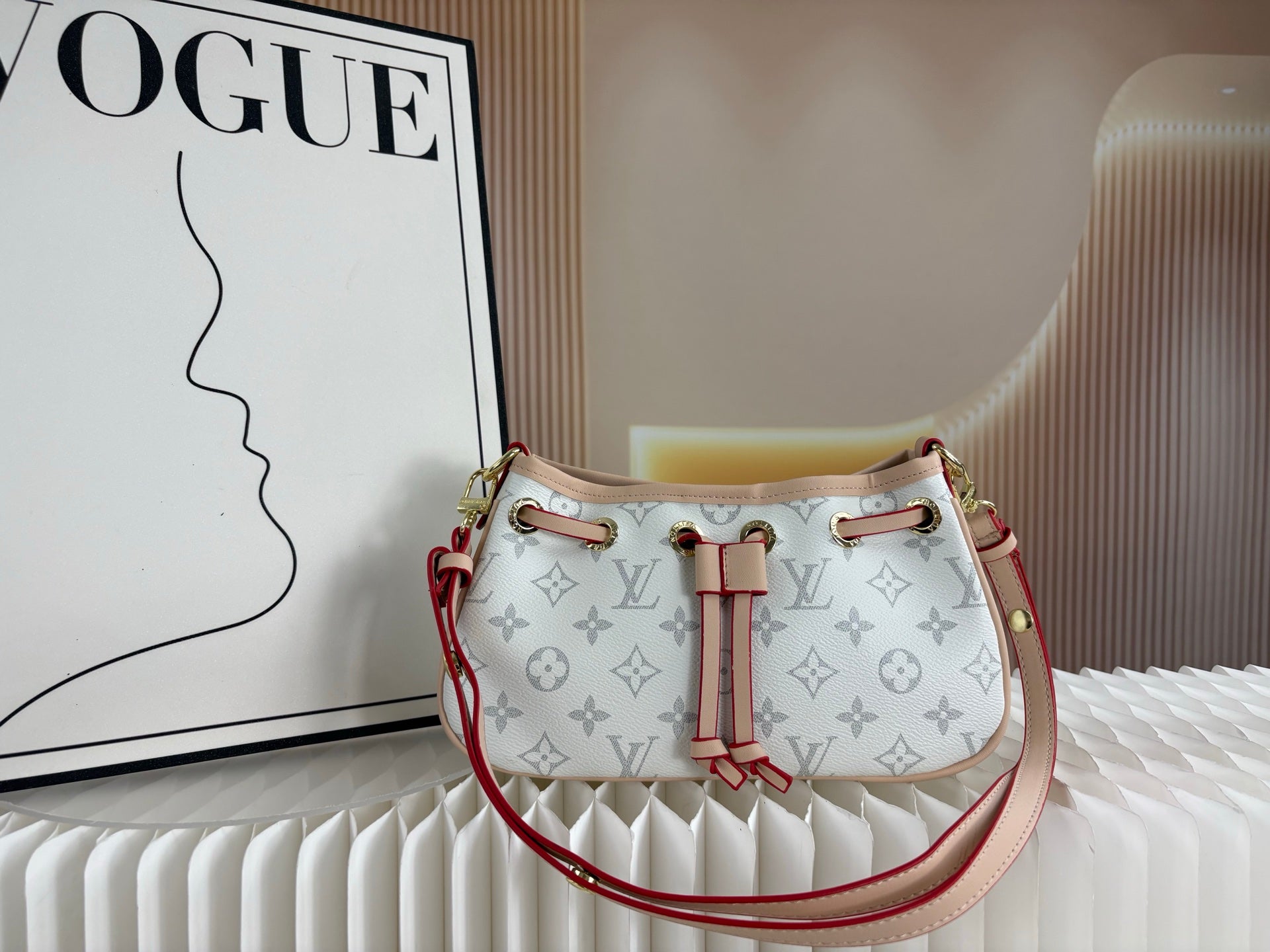 Monogram Shoulder Bag | Adjustable Strap & Drawstring Closure