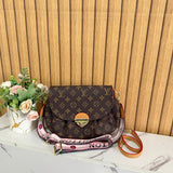 Vintage Print Gold-Lock Flap Saddle Bag