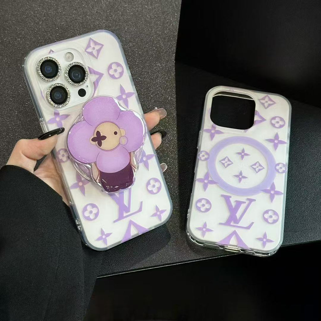 Purple Flower MagSafe Phone Case For iPhone