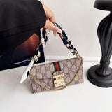Letter Holster Scarf Chain Wallet Case For iPhone