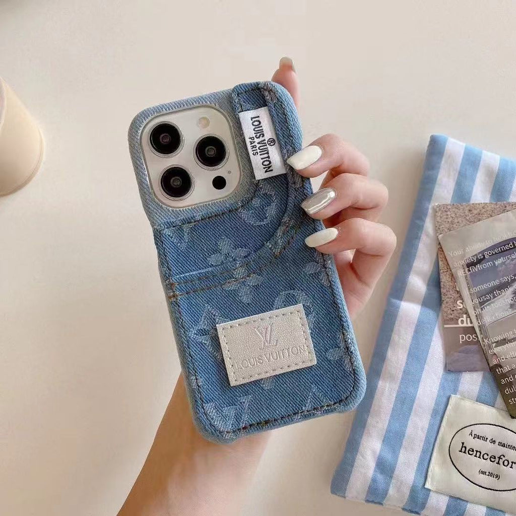 Blue Denim Card Design Phone Case For iPhone