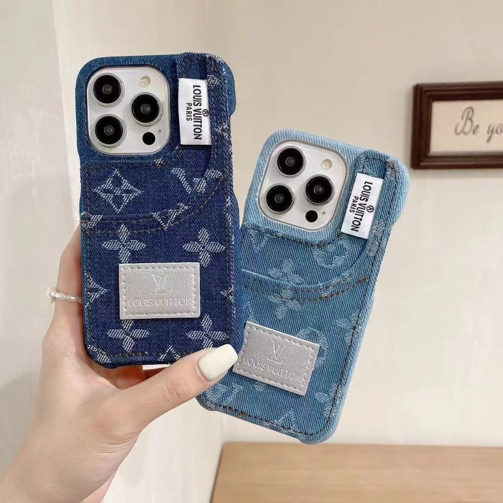 Blue Denim Card Design Phone Case For iPhone