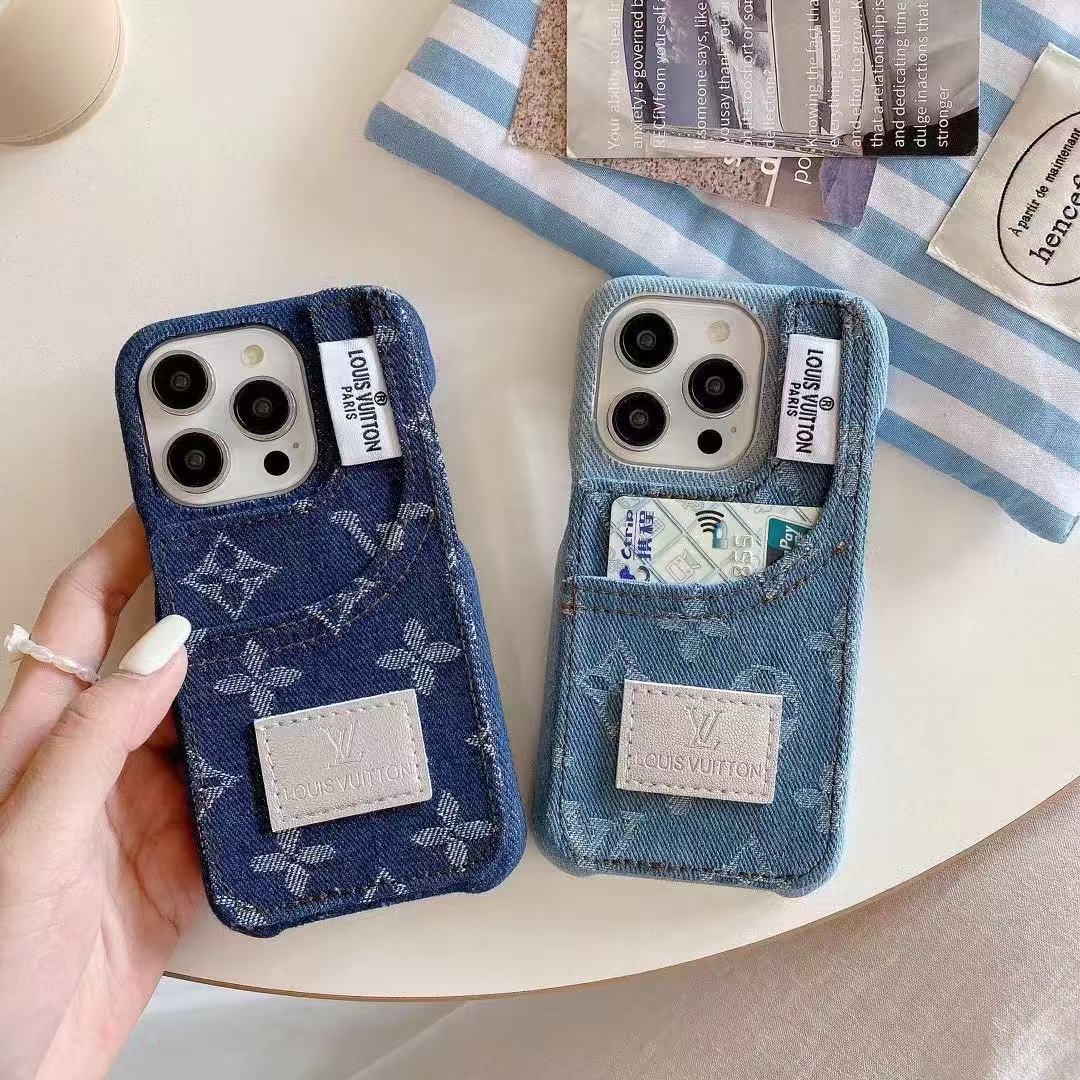 Blue Denim Card Design Phone Case For iPhone
