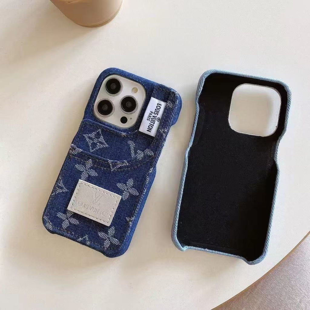Blue Denim Card Design Phone Case For iPhone