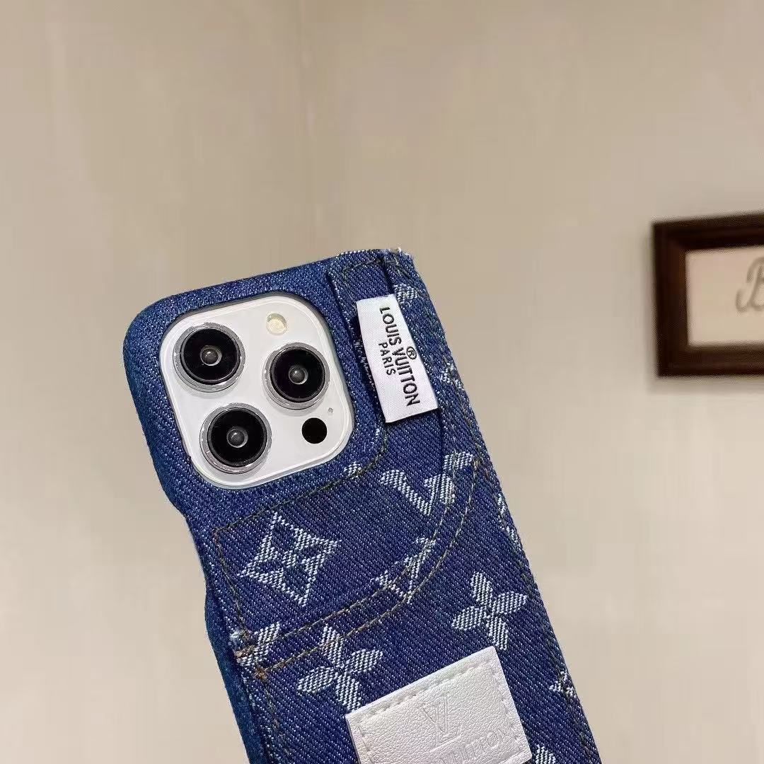 Blue Denim Card Design Phone Case For iPhone