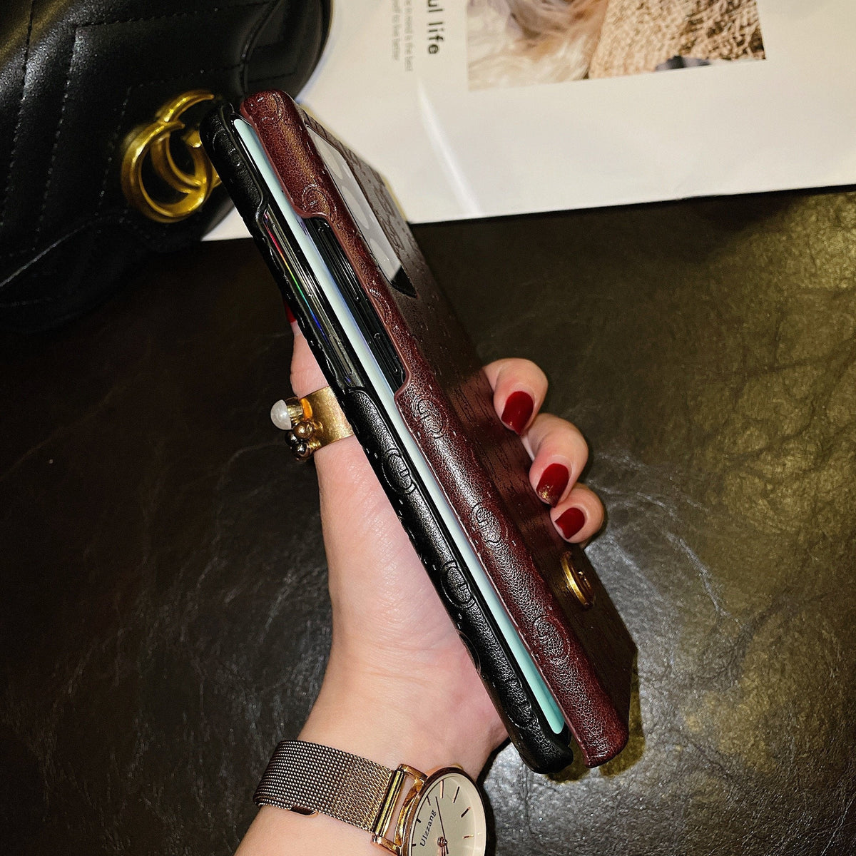 Leather Printed Galaxy Case For Samsung