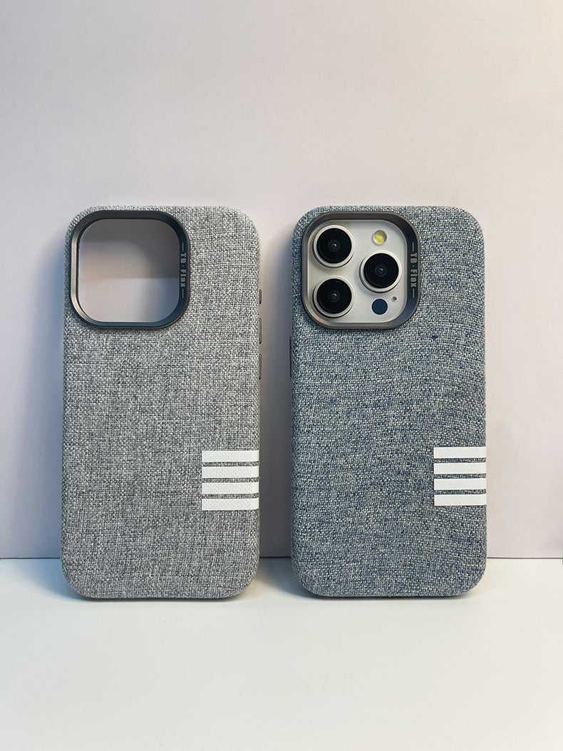 Premium vintage linen fabric magnetic phone case for iPhone