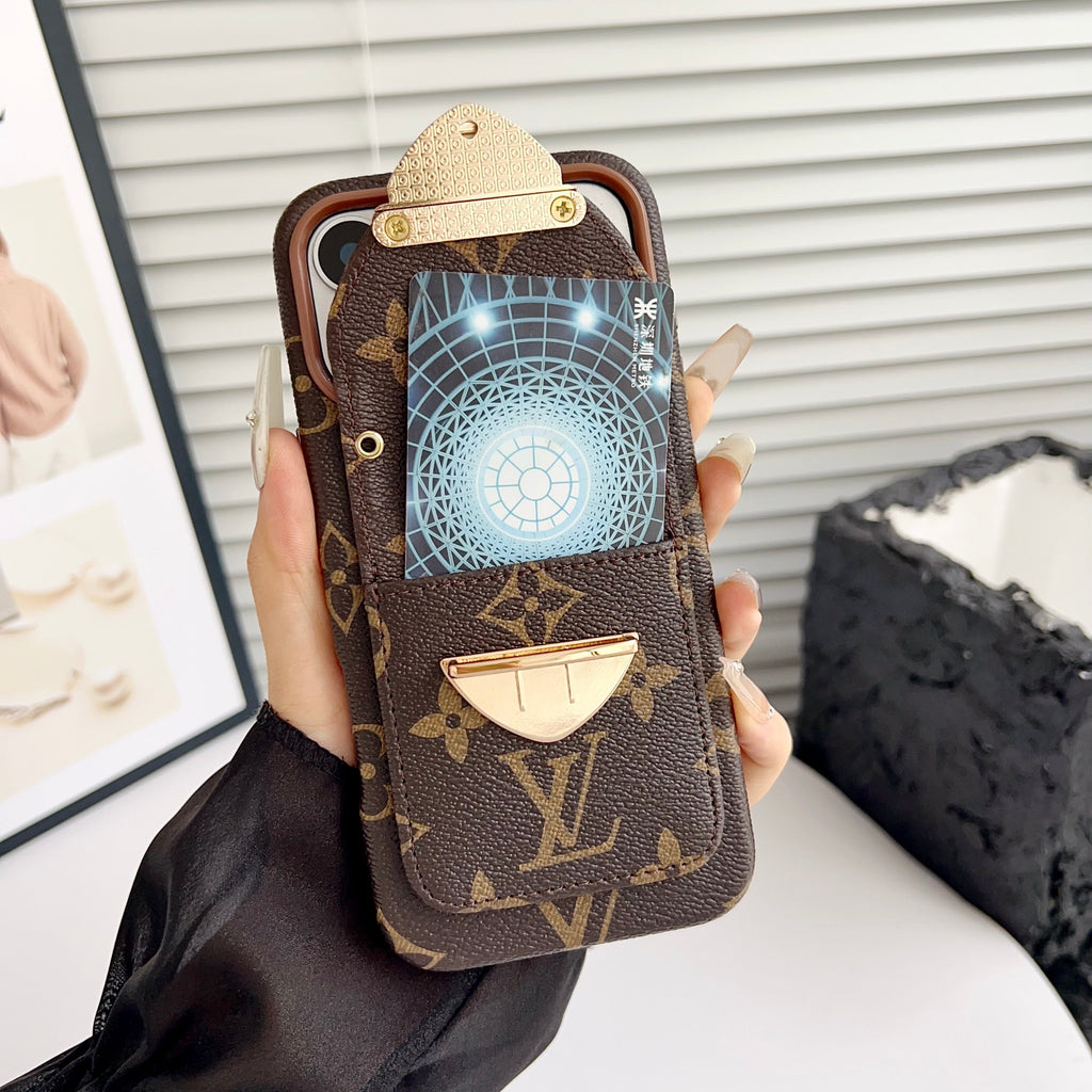 Luxury Crossbody iPhone Case with Card Pocket & Detachable Strap