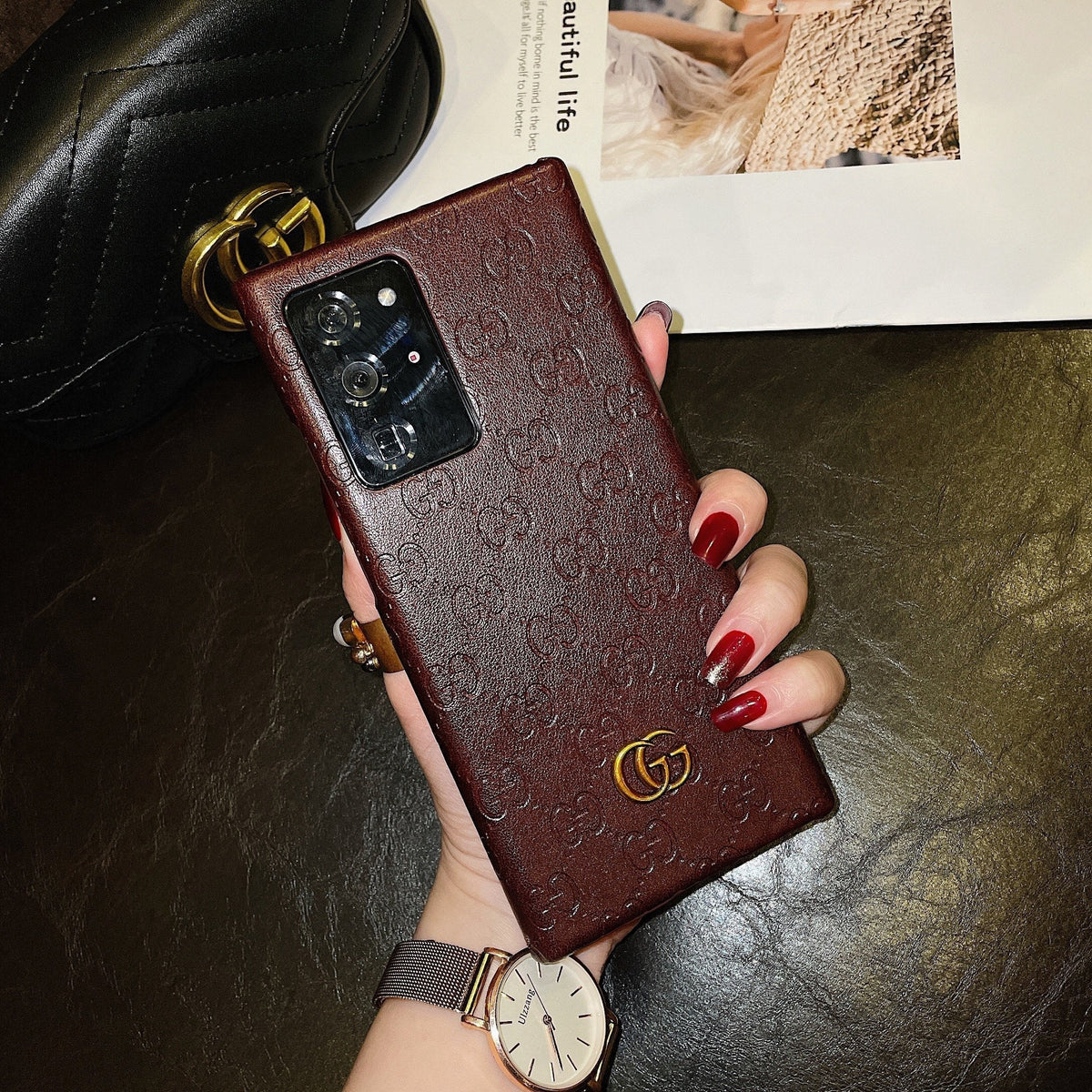 Leather Printed Galaxy Case For Samsung