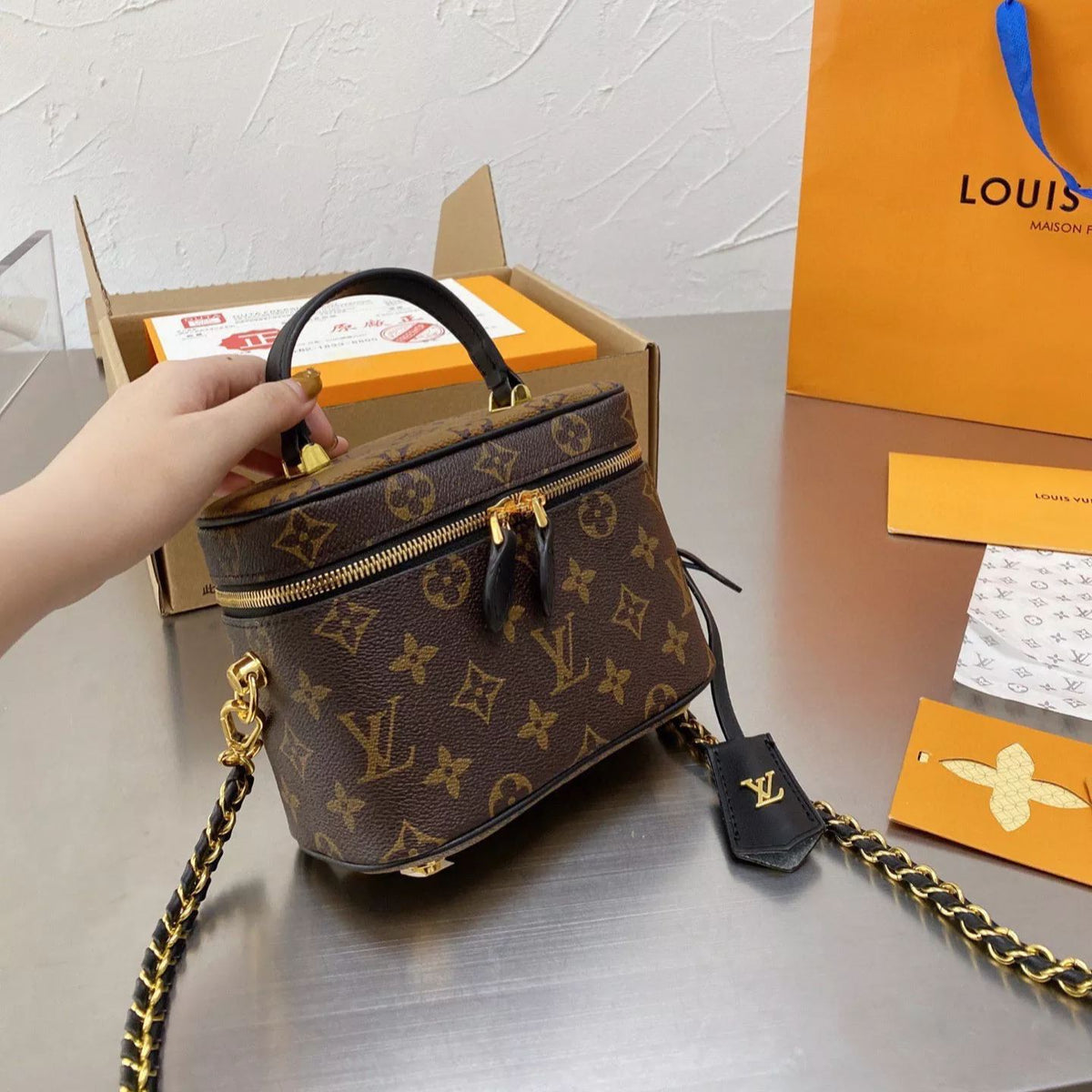 Classic Brown Chain Box Bag