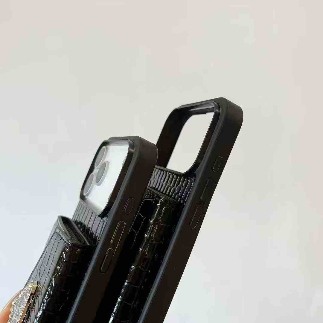 Black Card Wallet Phone Case For iPhone