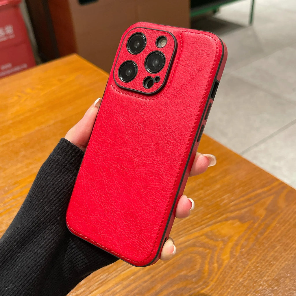 Premium Vintage Leather iPhone Case – Soft Touch Shockproof Protective Cover