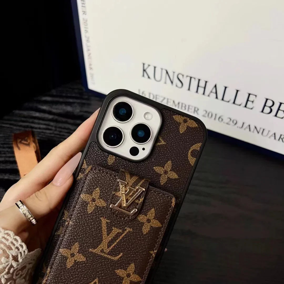 Embossed Wallet Strap Phone Case For iPhone
