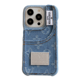 Denim Fabric iPhone Case with Built-in Card Holder