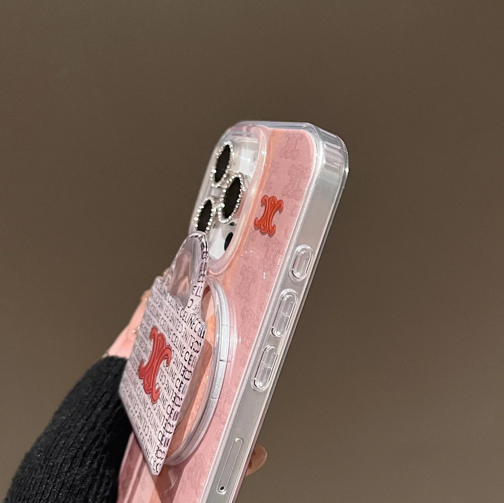 Pink Magnetic Bracket Case For iPhone