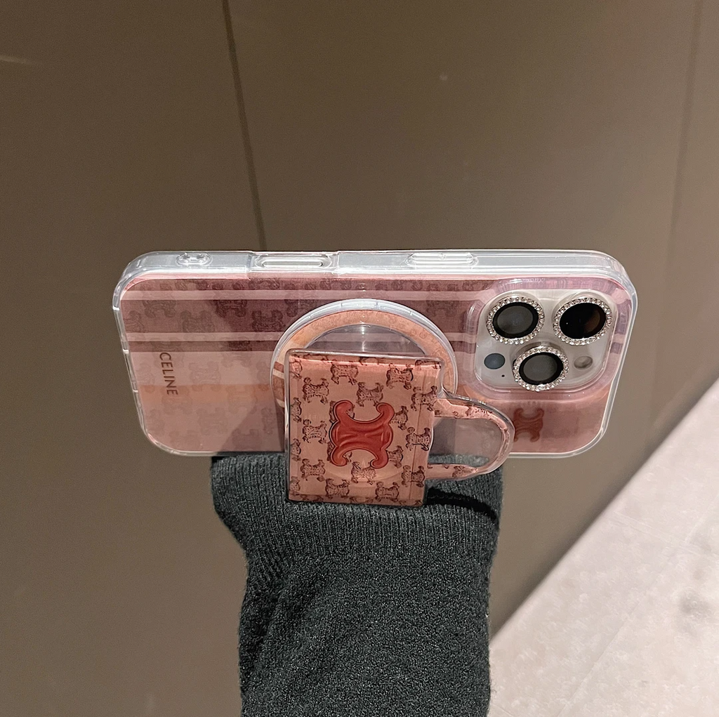 Pink Magnetic Bracket Case For iPhone