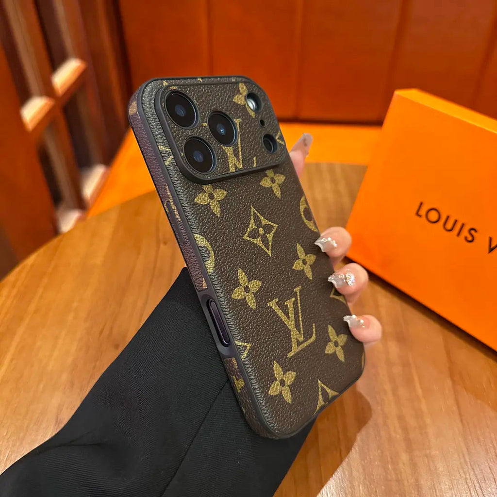 Premium Patterned Leather Protective Case for iPhone – Slide Camera Cover Design