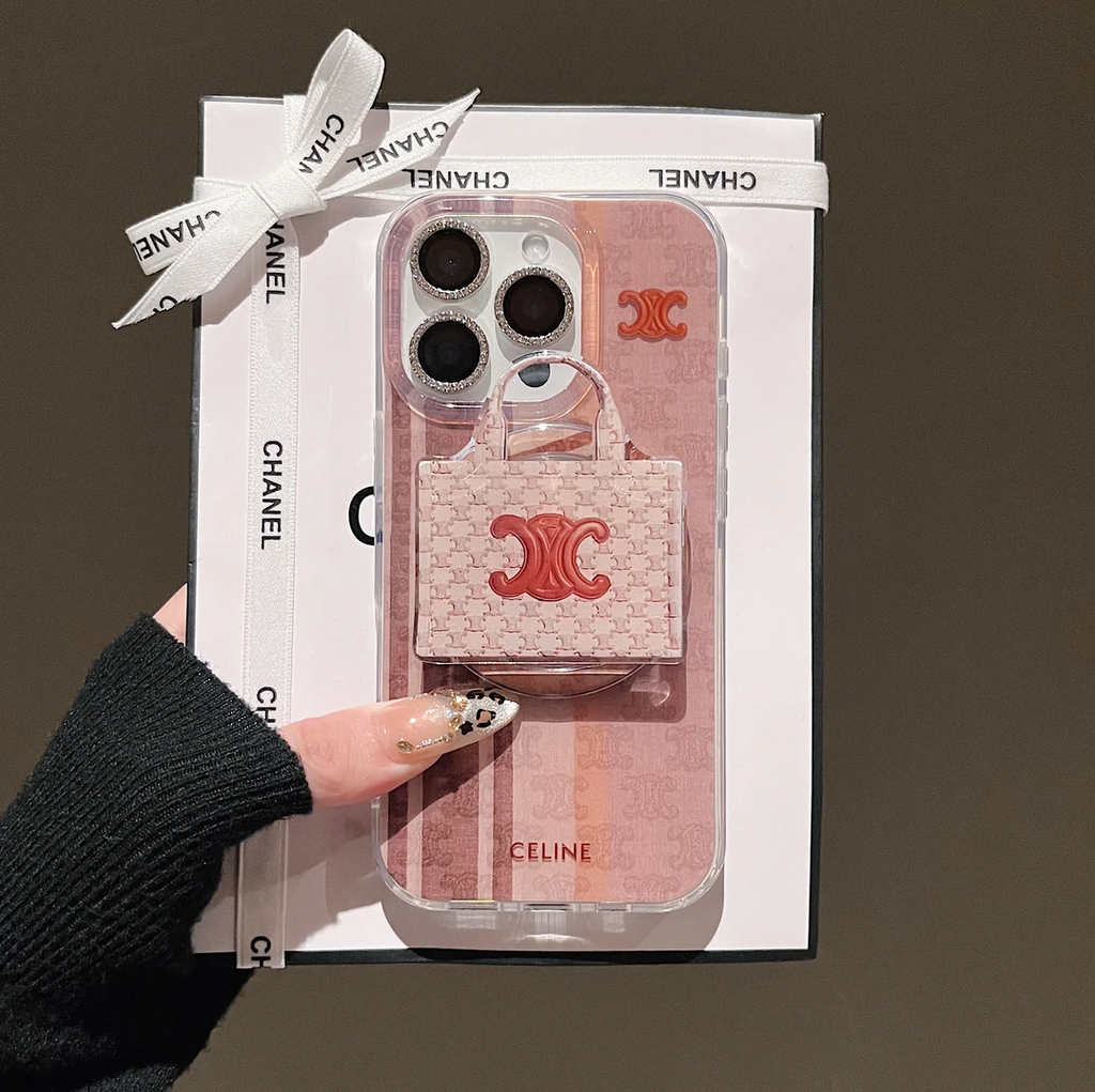 Pink Magnetic Bracket Case For iPhone