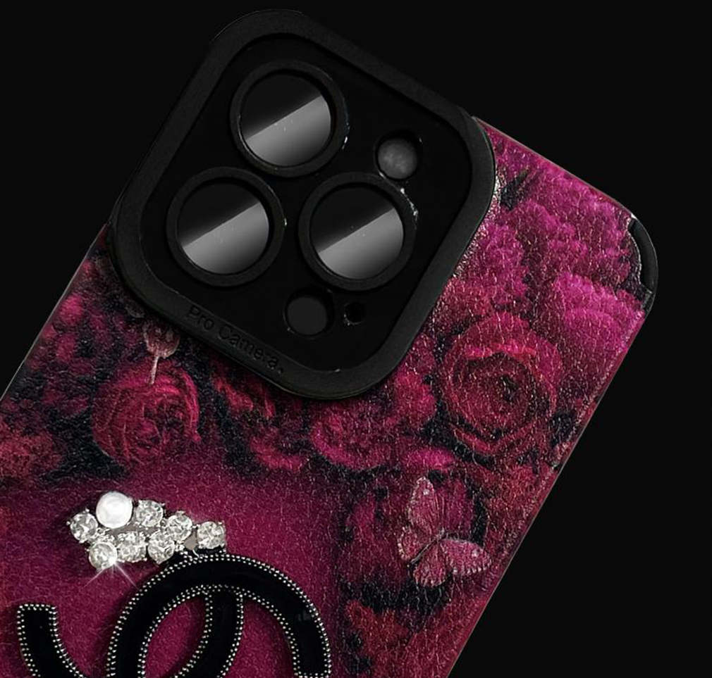 Luxury Velvet Rose Case for iPhone – Full-Lens Protection